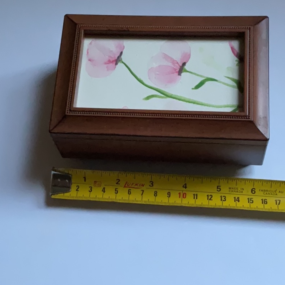 Elegant Brown Wood Music box and Glass Jewelry Box Set - Picture 3 of 13